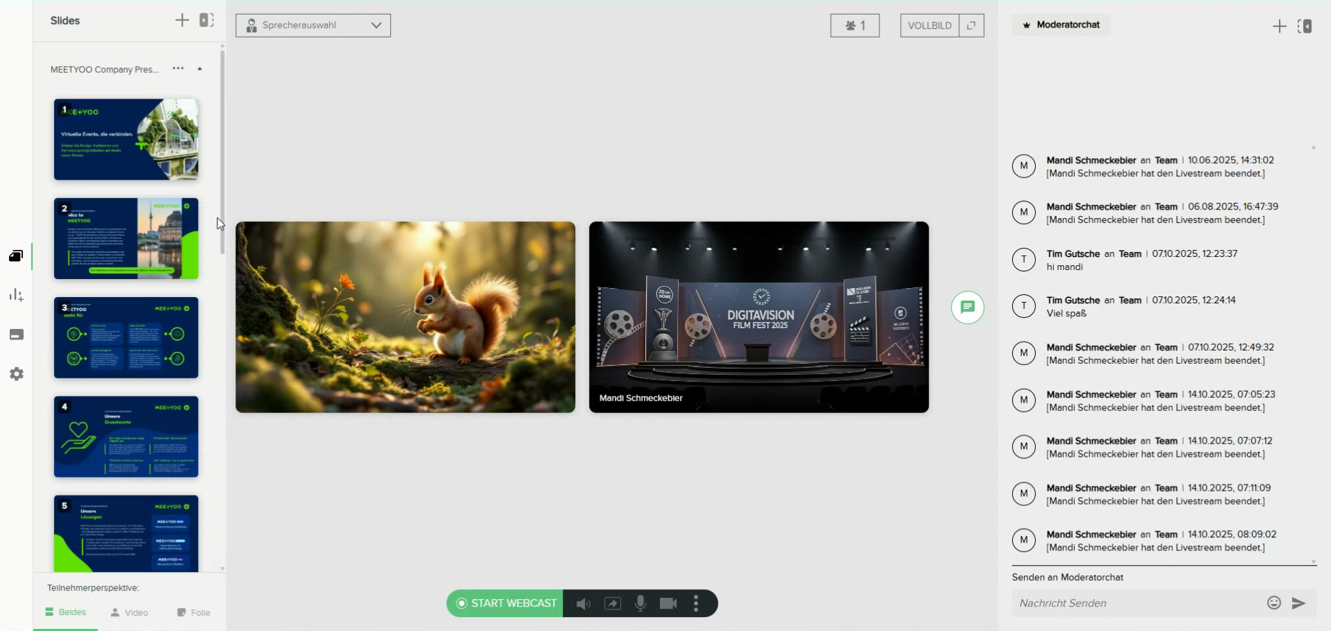 Slides-Übersicht nach dem Upload
