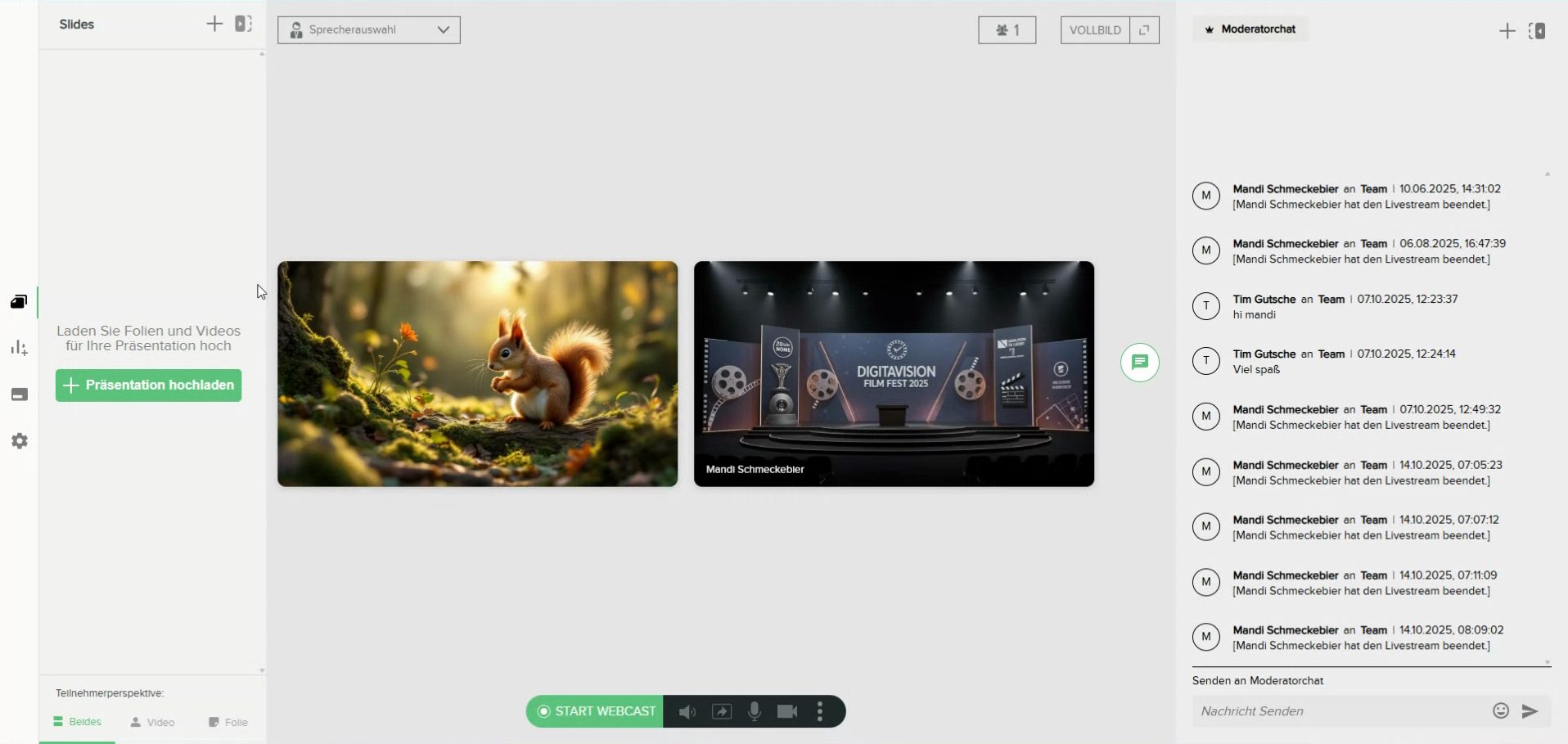 Upload-Bereich für Präsentationen
