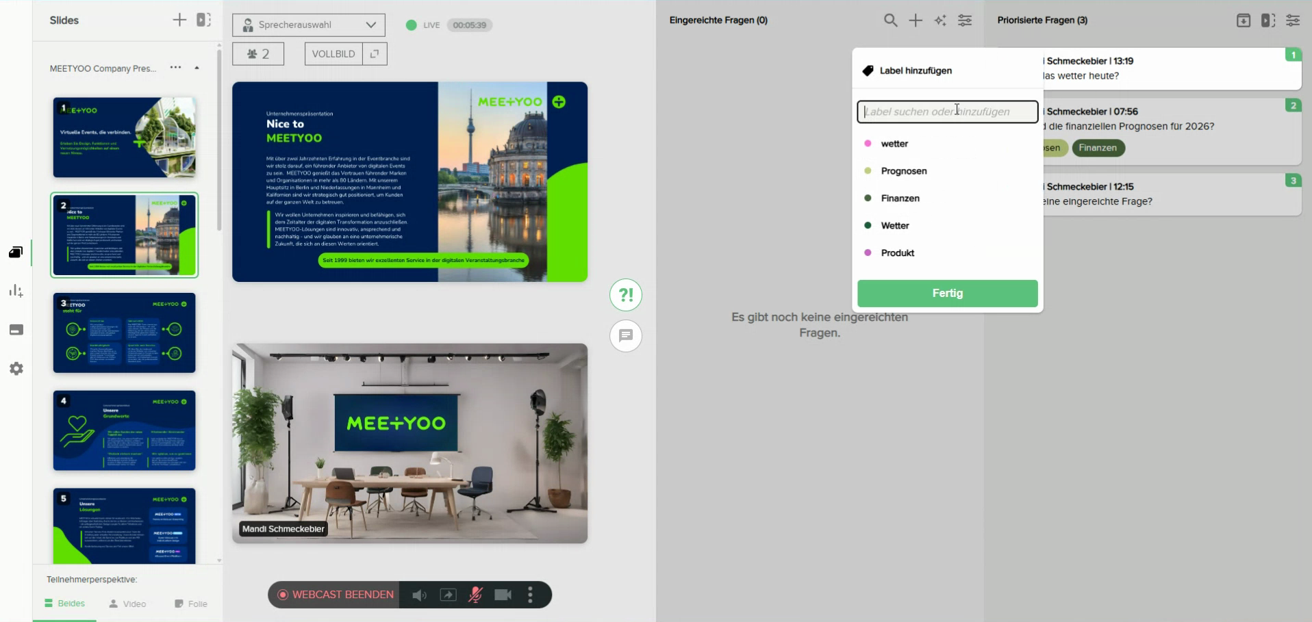 Filter und Labels bei Fragen