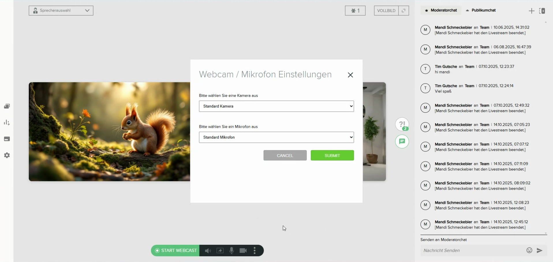 Kamera und Mikrofon-Einstellungen