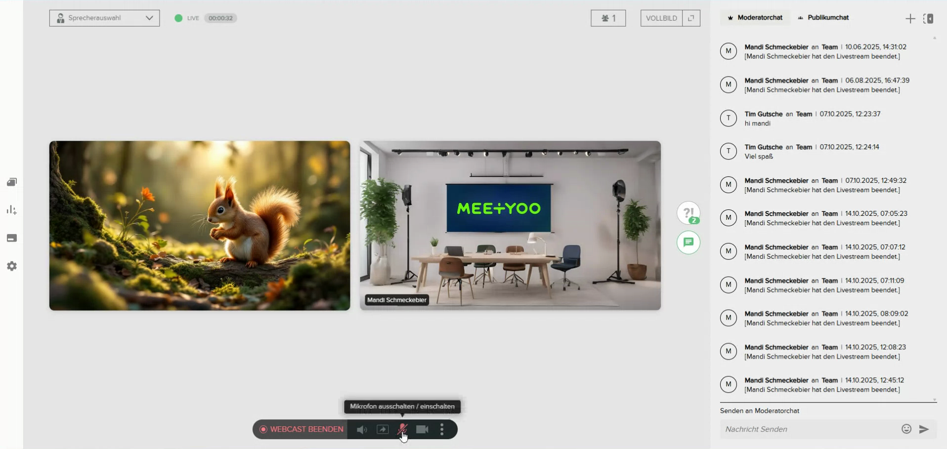 Stummschalten und Kamera deaktivieren