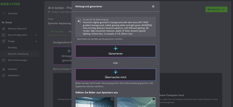 Virtual Speaker Backgrounds with AI