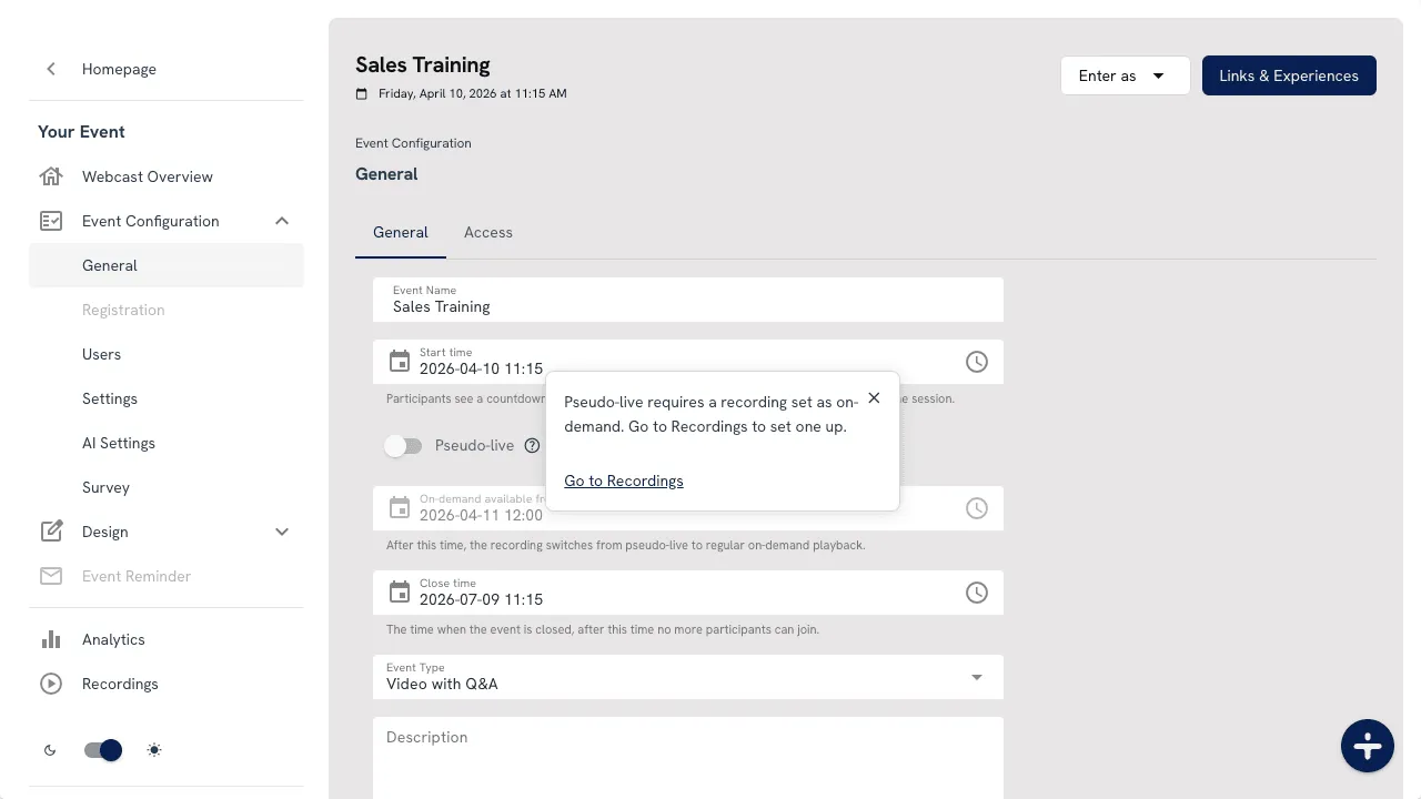 Deaktivierter Zustand mit Hilfe