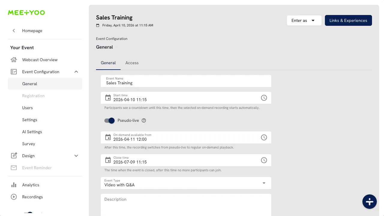 Schritt 2: Pseudo-Live aktivieren